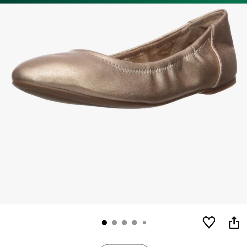 Amazon Essentials Women's Metallic Rose Gold/silvery ballet flats.